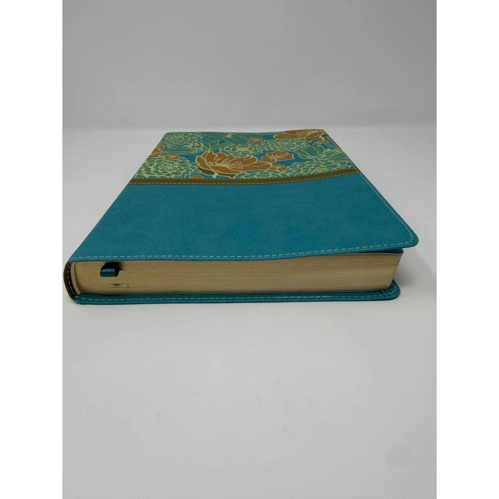 Zondervan NIV Thinline Bible Large Print Turquoise Floral Leathersoft